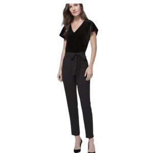 White House Black Market Women’s Black Velvet Bodice Jumpsuit Size 8